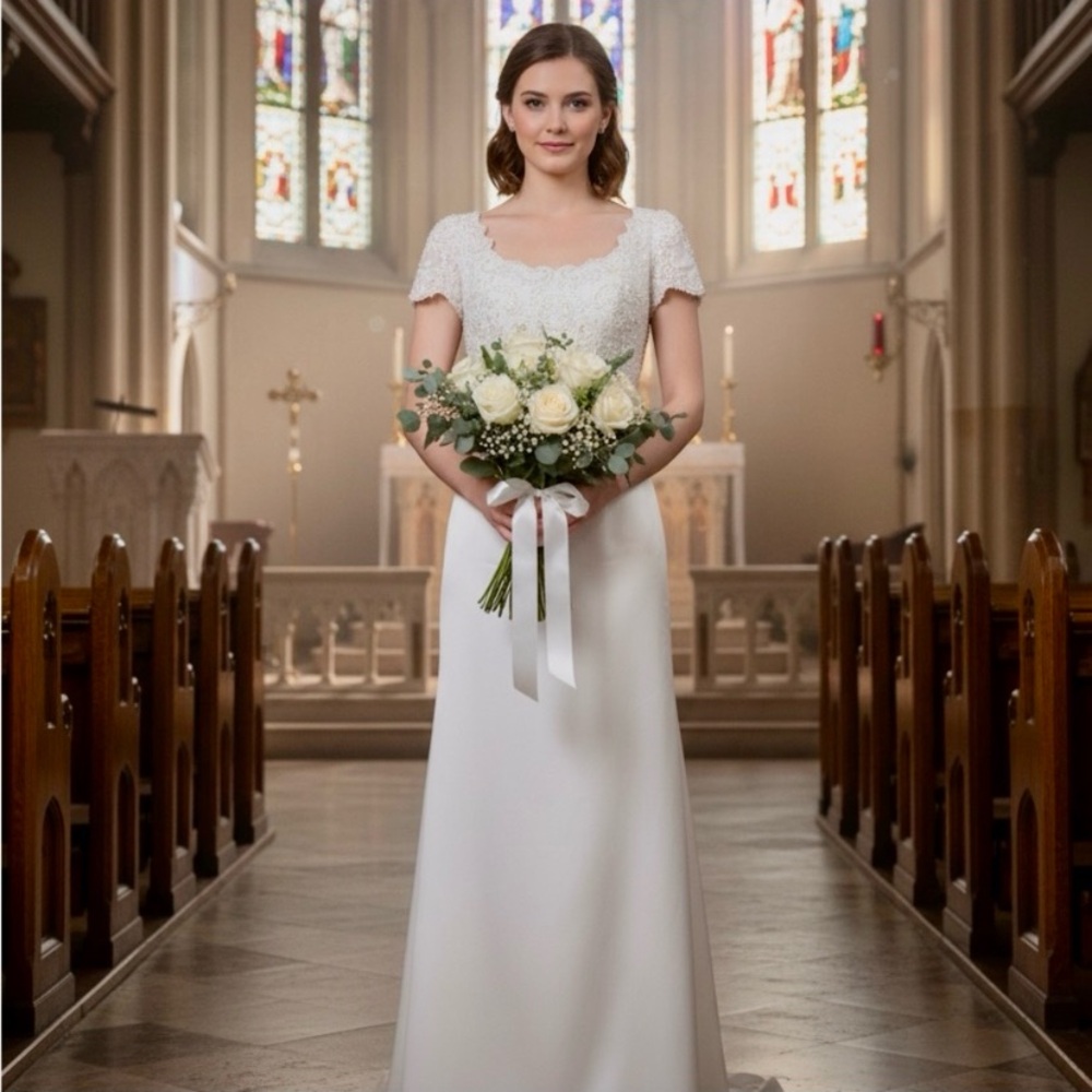Elegant White Lace Wedding Dress by Amy Lee Hilton Bridal Size 4